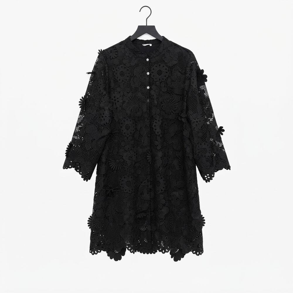 J. MARIE THE SERAPHINA MINI DRESS BLACK FLORAL SIZE LARGE LADIES - Picture 3 of 5